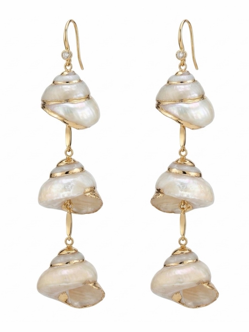 NWT ⚜️🐚⚜️ Piper K Gorgeous Triple Conch Shell  Drop Earrings